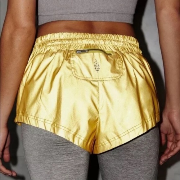 Free People movement moonlight yellow reflective shorts size small - Picture 14 of 15